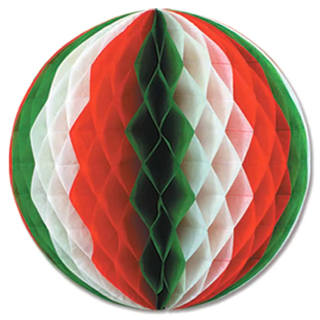 Tissue Ball 12in, Red White Green