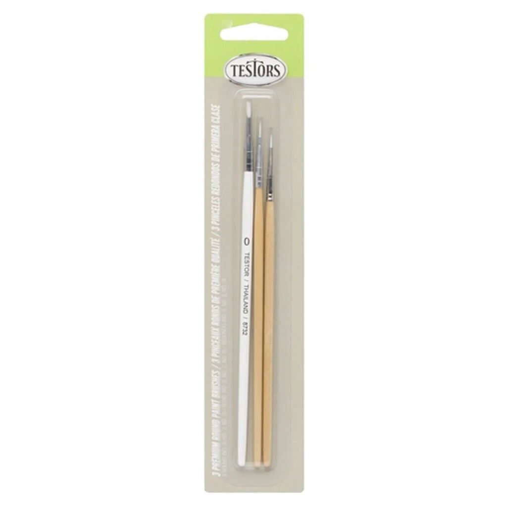 Testors Brush Round Premium Gray Set of 3