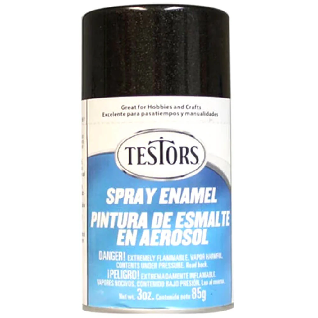 Testors Enamel Spray Paint 3oz Black Metallic