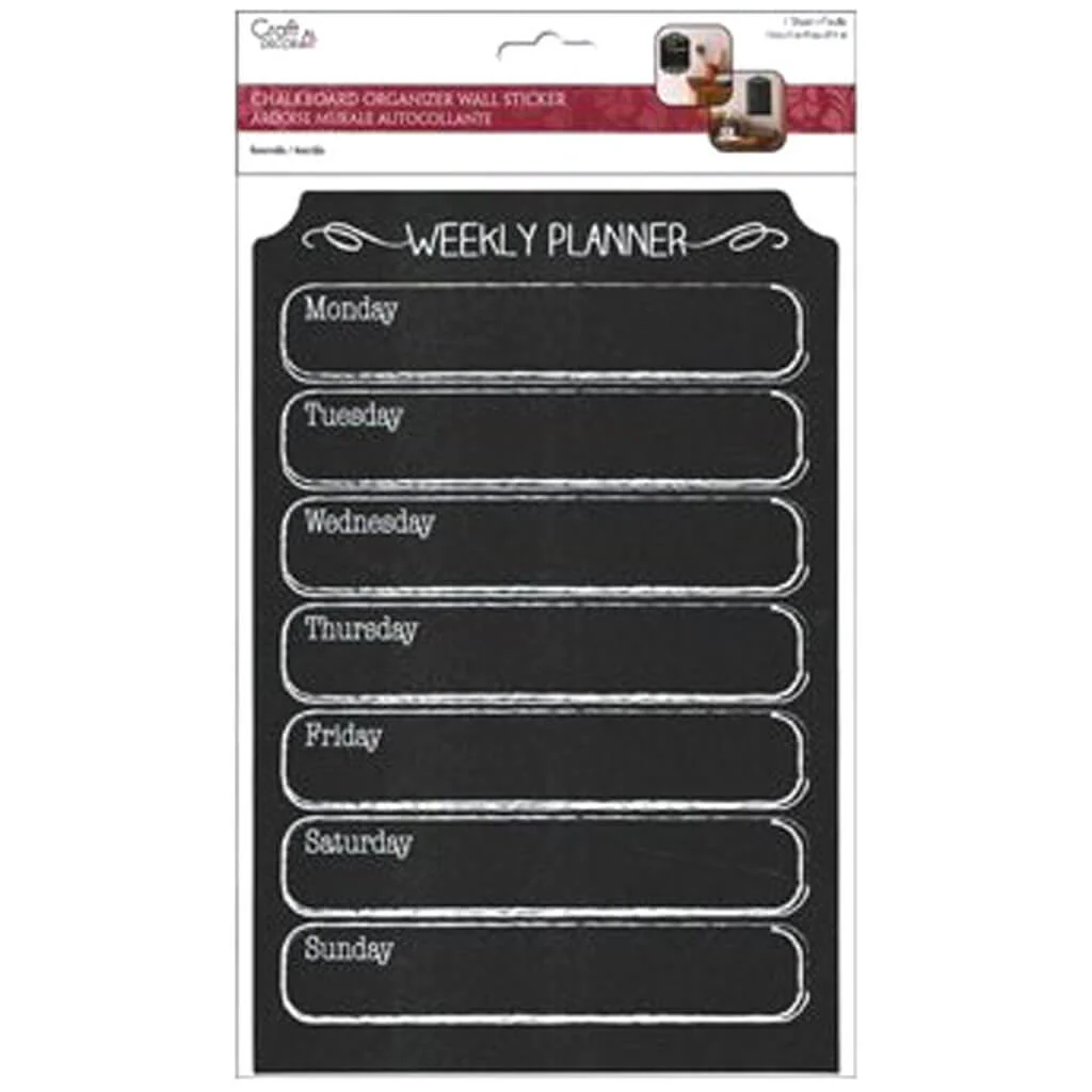 Craft Decor: 7.5in x11in Chalkboard Organizer Wall Sticker