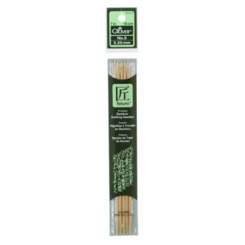 Bamboo Double Point Knitting Needles 7in, SIZE 3/SET 5/STD 3