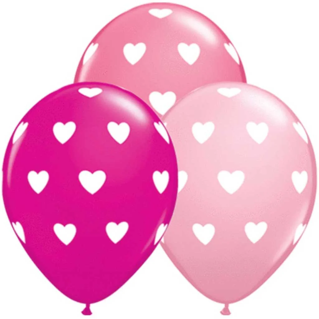 Pink & Wild Berry Big Hearts Rose Latex Balloon, 11in