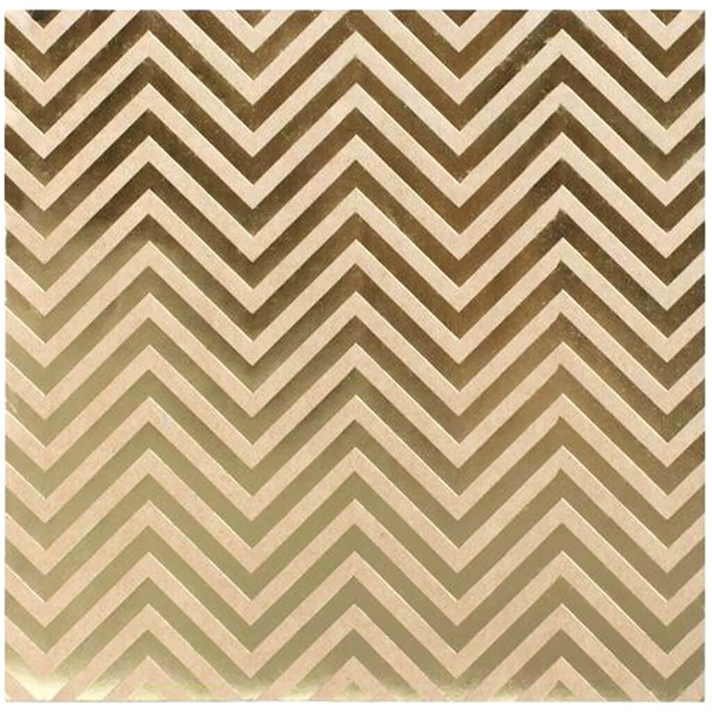 Scrapbook Paper 12in x 12in Bazzill Basics Foiled Kraft Paper, Chevron
