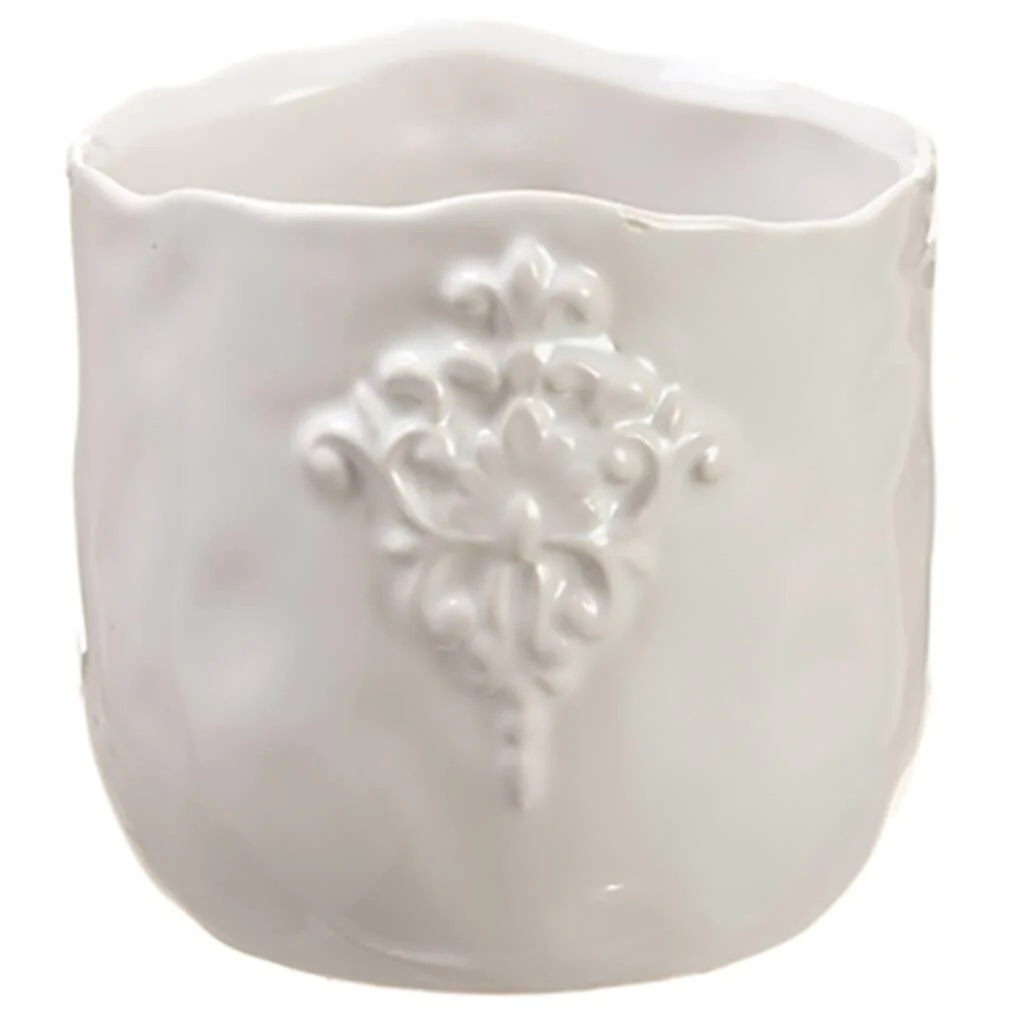 3.9H3.9"D CERAMIC VASE WH
