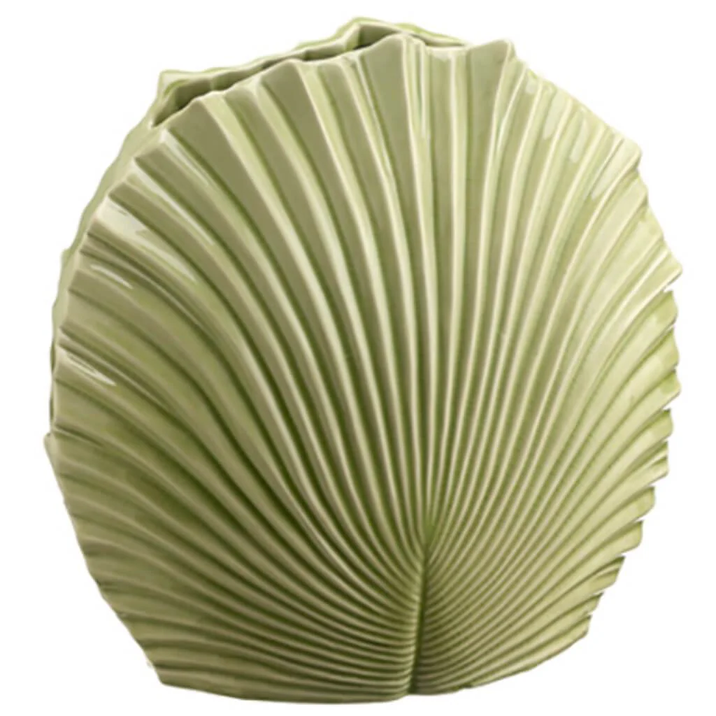 11.8H6.6W12"L LEAF VASE GREEN