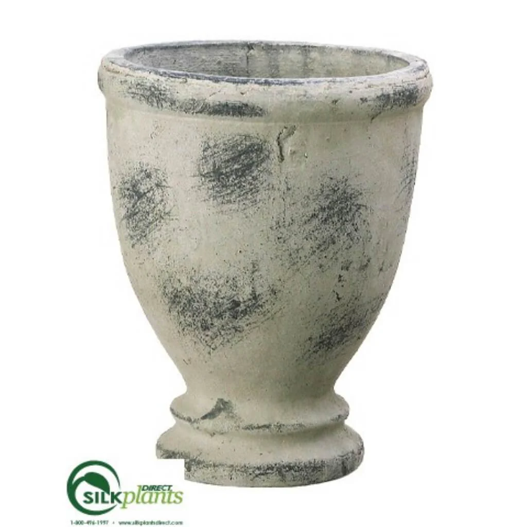 7.75inD x 9.75inH Footed Terra Cotta Urn Antique Cream
