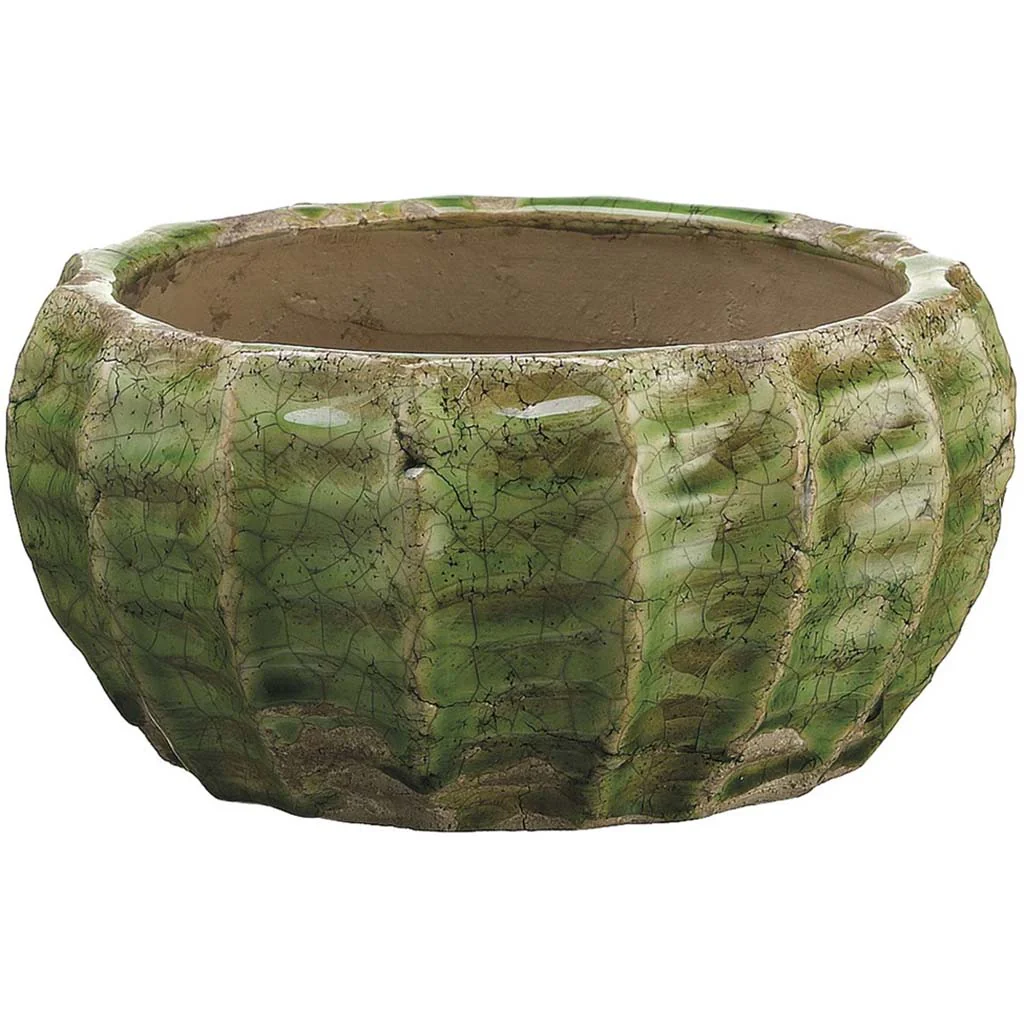 Terra Cotta Pot Green 4.5inH x 9inD