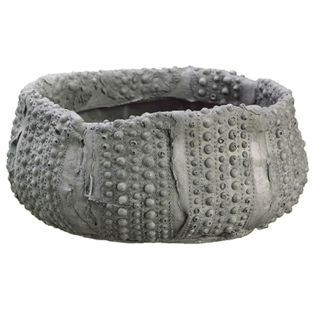 3.75inH x 8inD CLAY POT GRAY