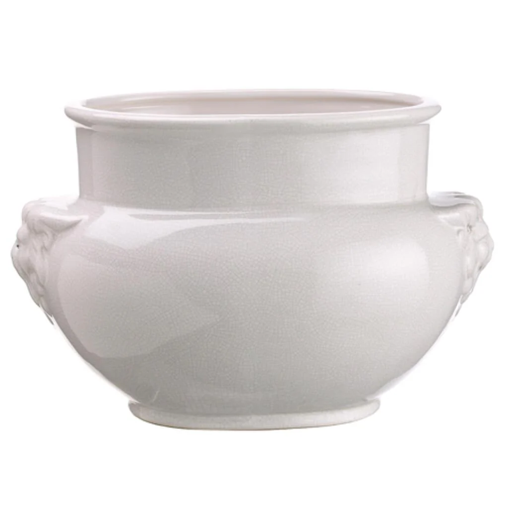 11.8in CERAMIC VASE W/LION FACE