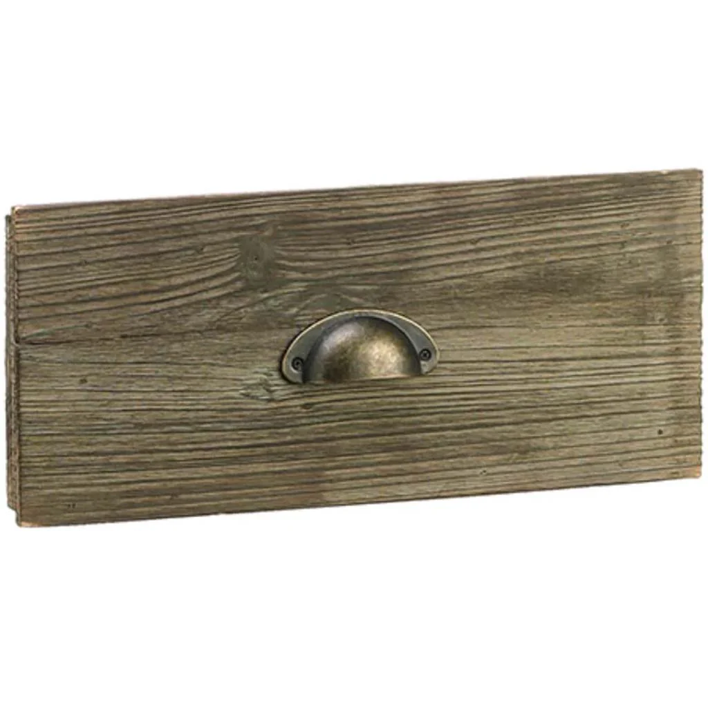 Wood Drawer Antique  6inH x 2inW x 14inL Brown