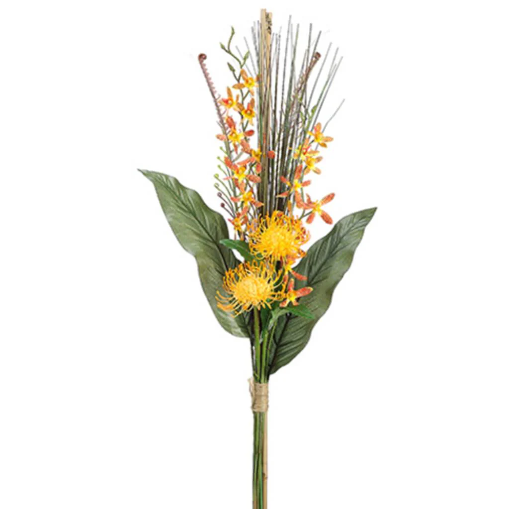 Dendrobium Orchid Protea Bundle  31" Orange Flame