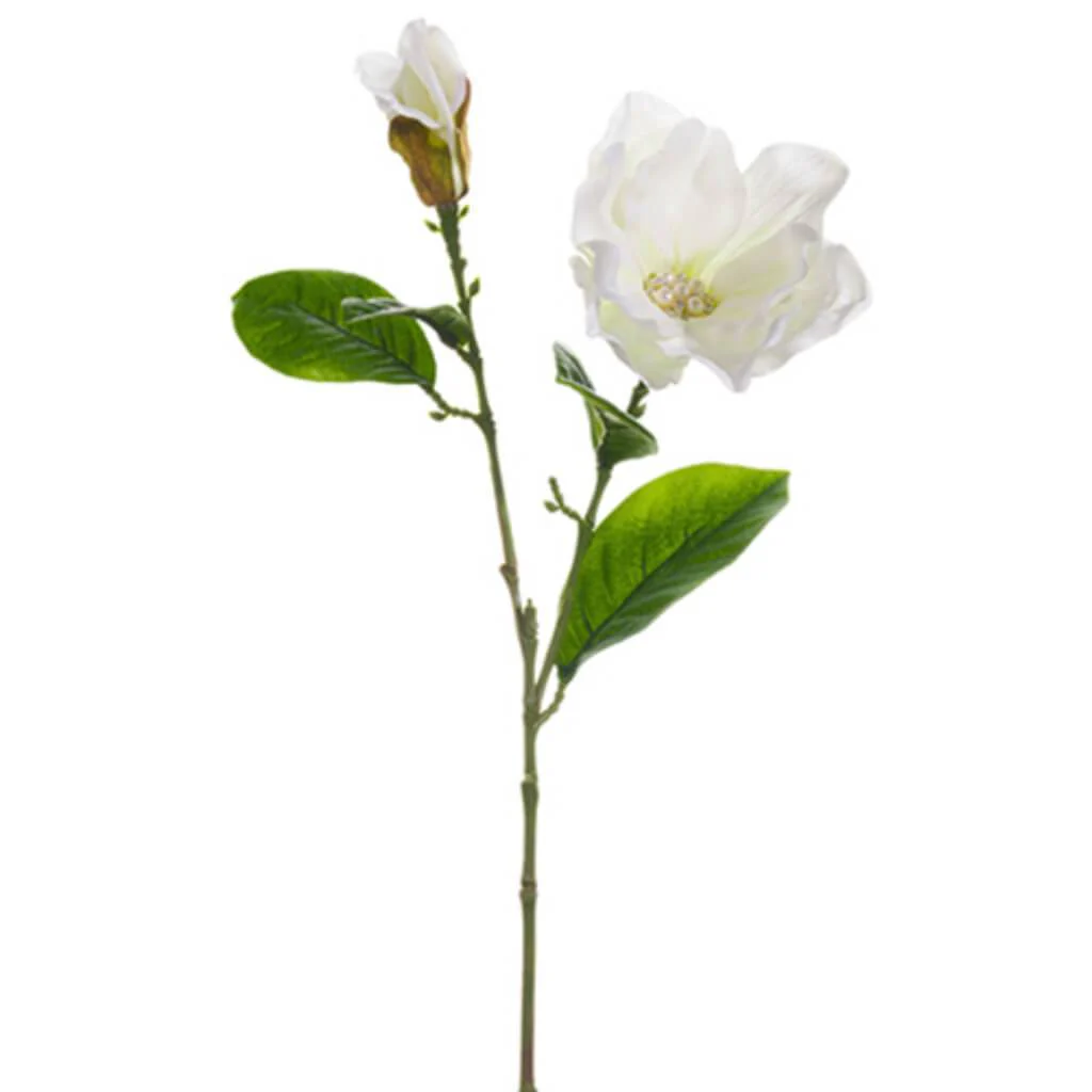 Rhinestone Magnolia Spray 23" WHITE