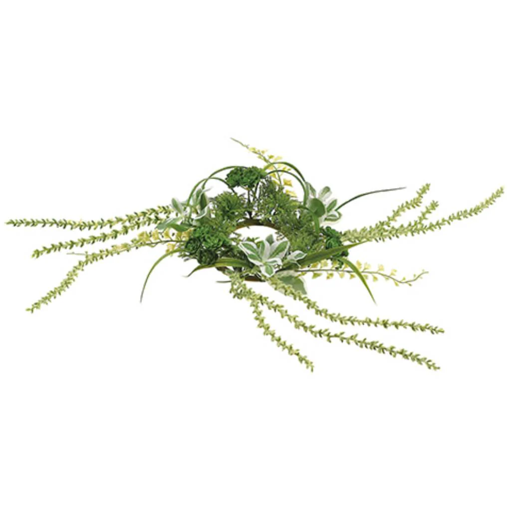 3"SEDUM/FERN/GRASS CANDLE RING