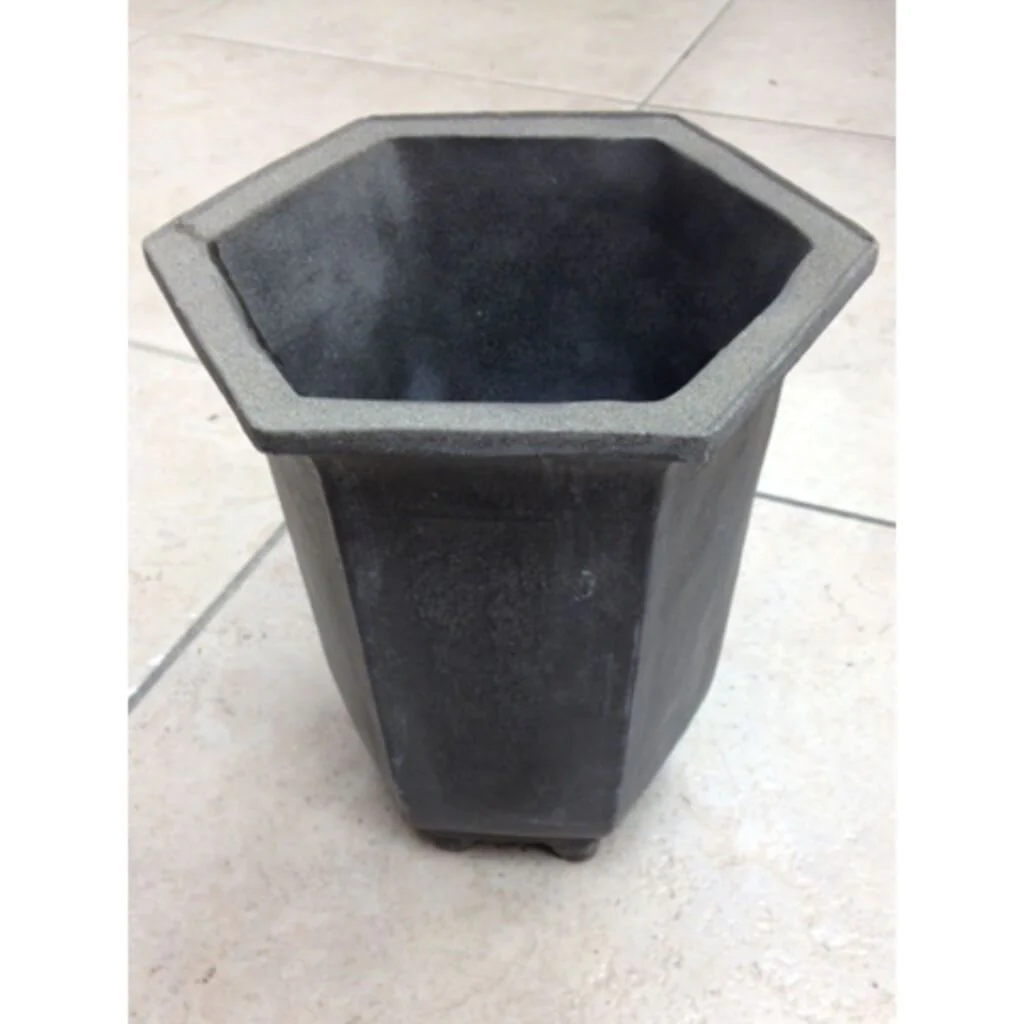 Hexangular Poly Resin 8inH Pot