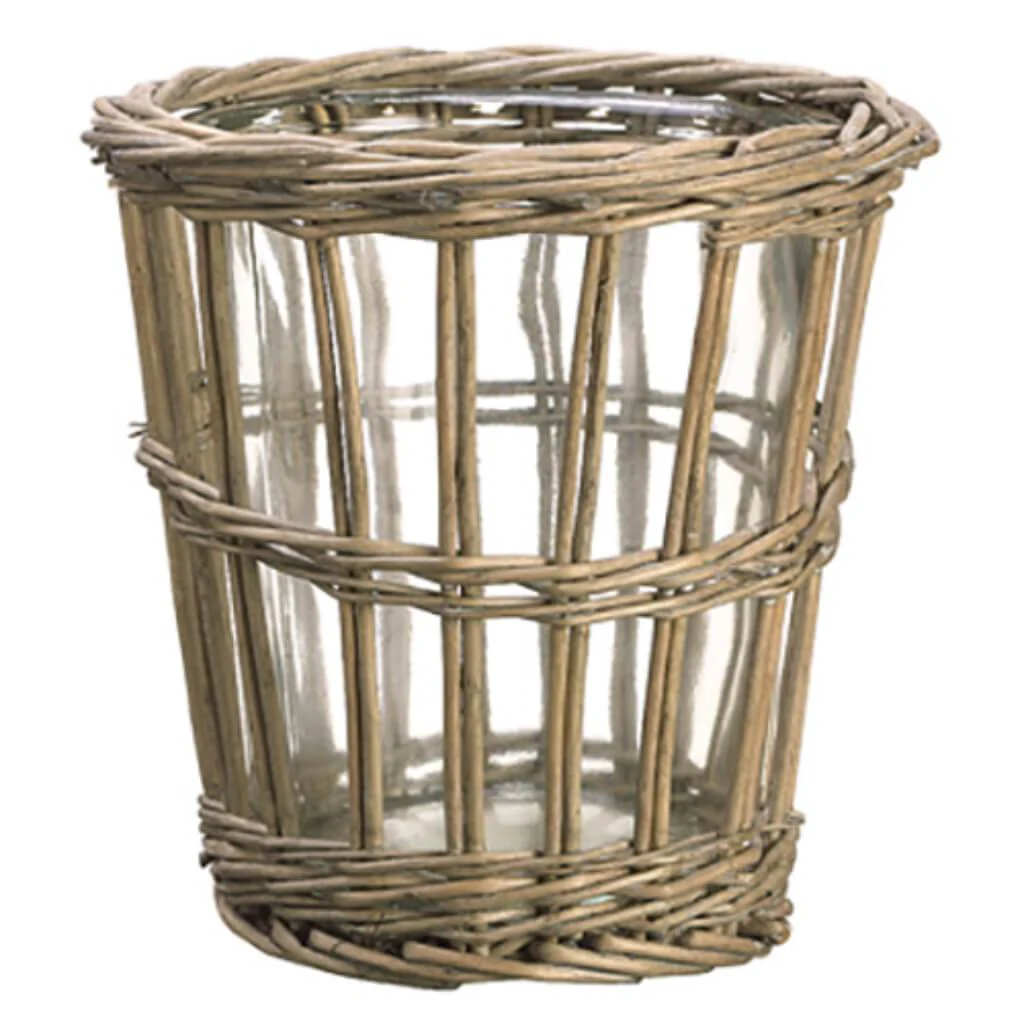 Willow Basket W/Vase 7D7" H Gy