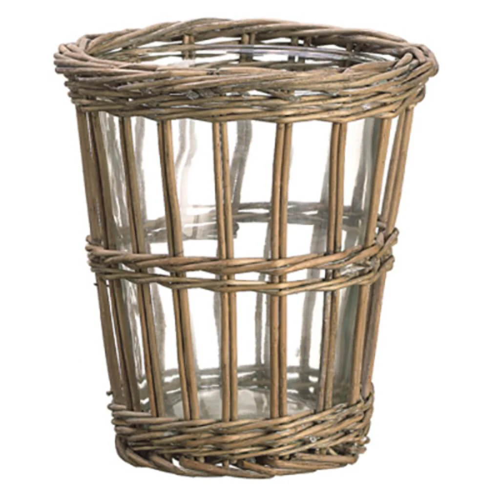 Willow Basket W/Vase 7.5D8.2" H