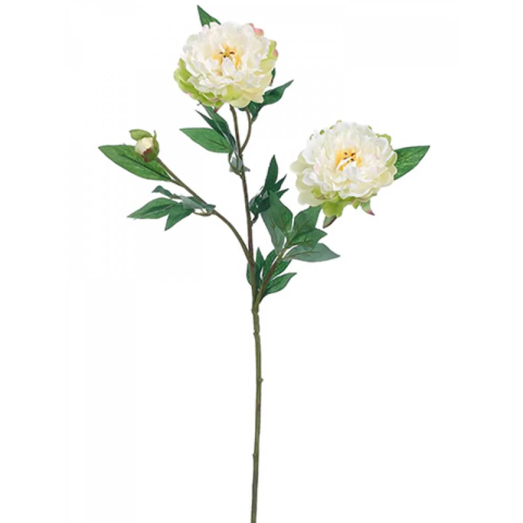 Peony Spray 29.5" White Green