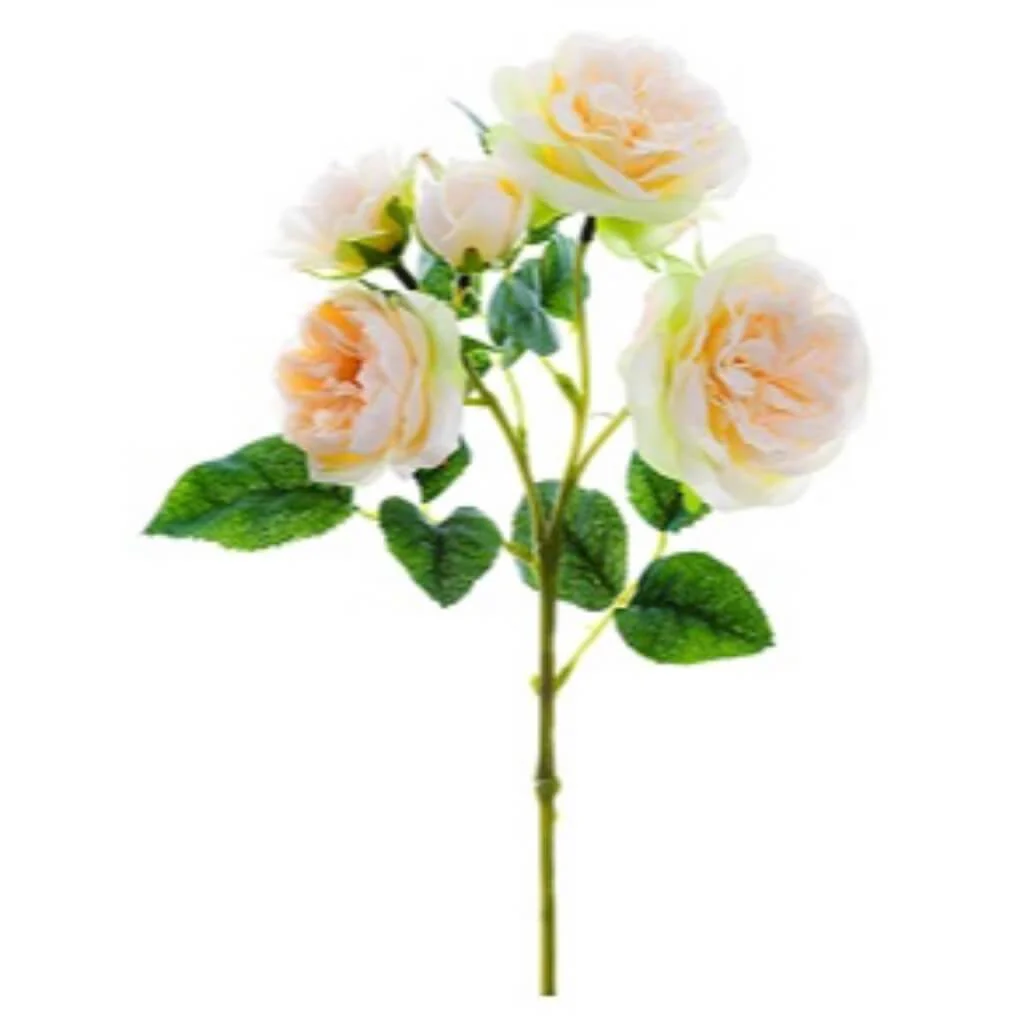 Peony Rose Spray W/4F & 1B 14" Cream