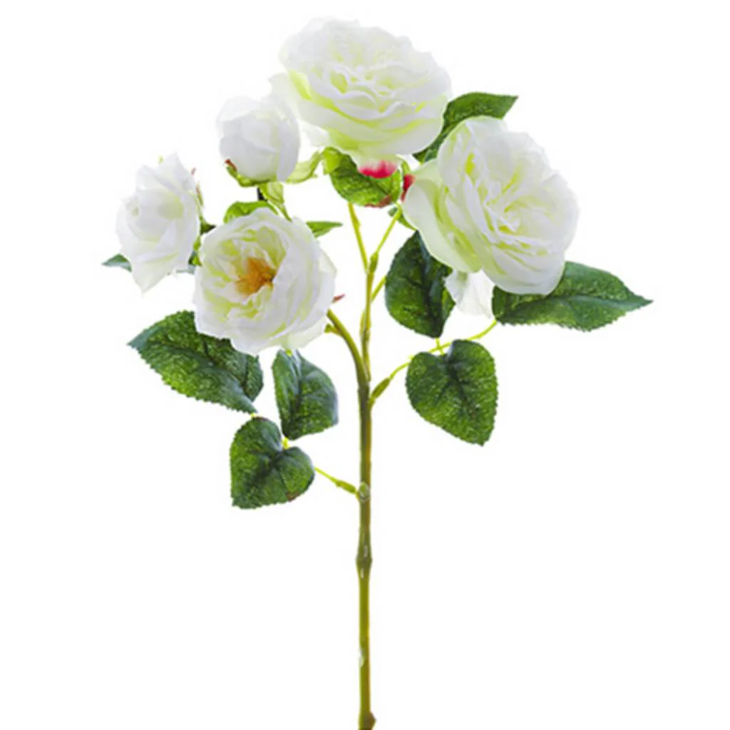 Peony Rose Spray W/4F & 1B 14" White