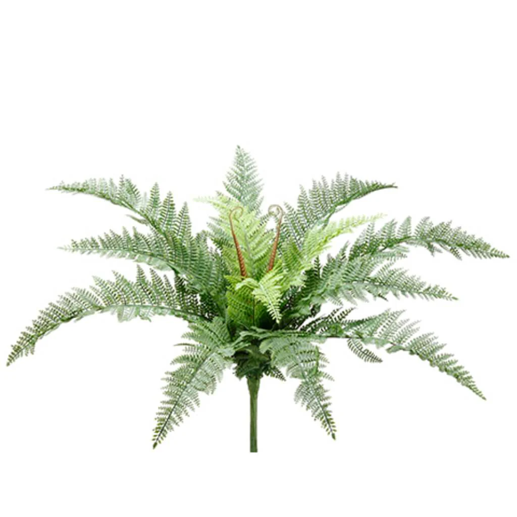 Plastic Leather Fern Bush 21"