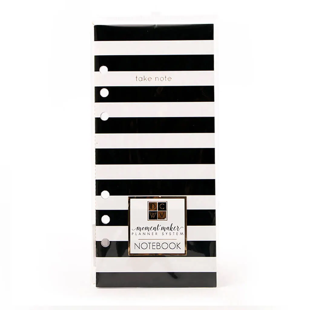 Long Black & White Stripes Notebook Planner, 3pk