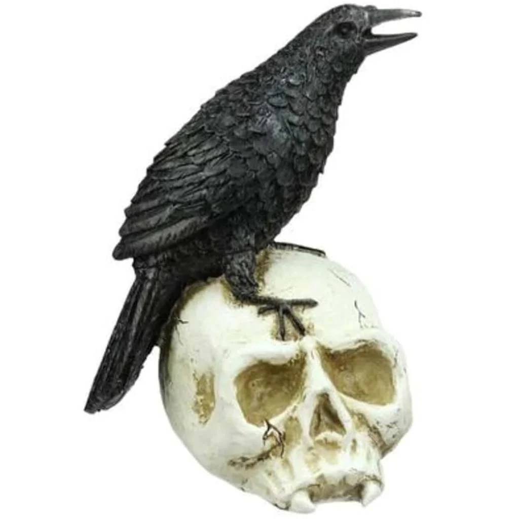 Crow On Skull Bk/Cr 10"