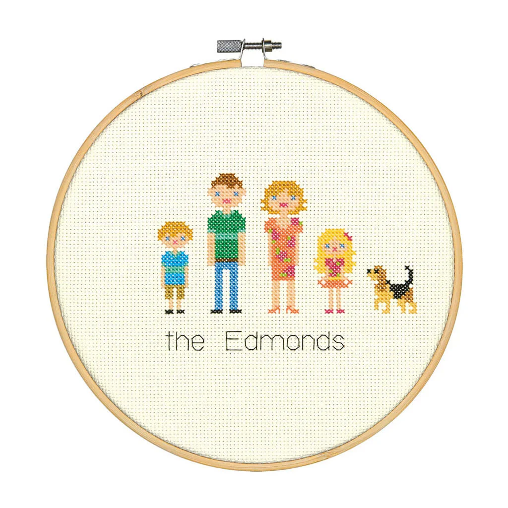 Counted Cross Stitch Kit with Hoop: All in the Family