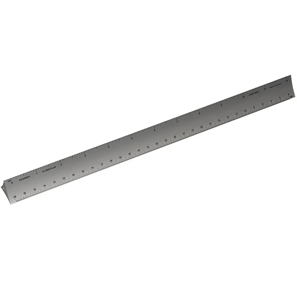 Alumicolor Hollow Triangular Drafting Scale 12in, Silver, Engineer