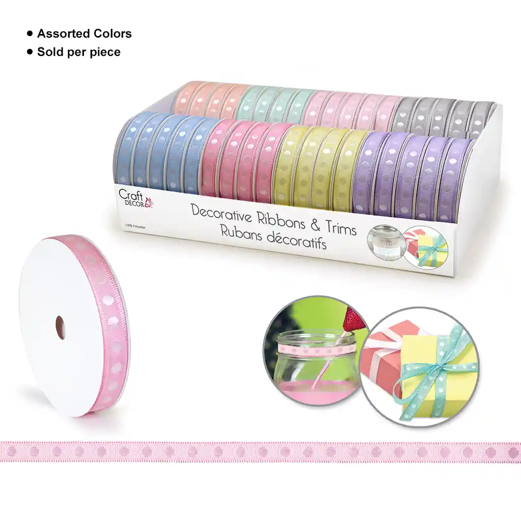 Craft Decor Ribbons & Trims: 3/8in  x  4yd Rolls - Image 6