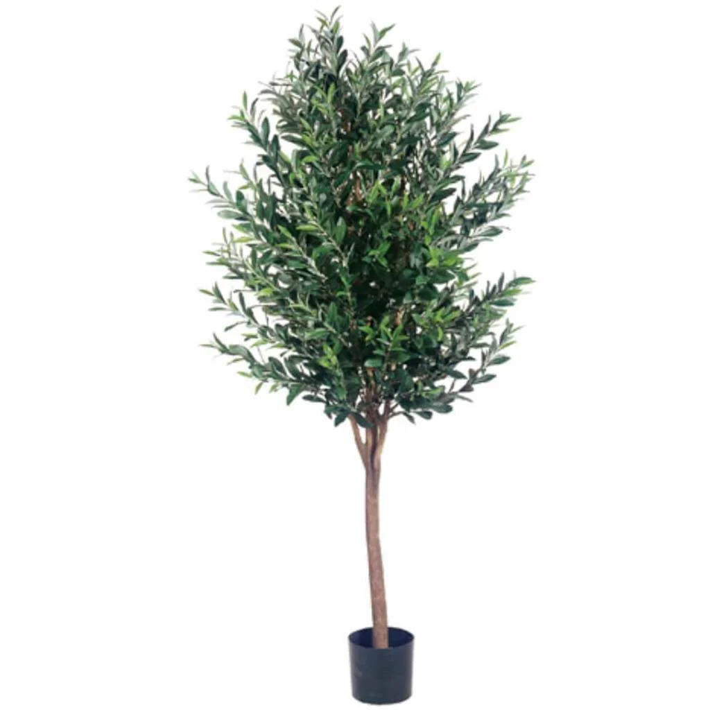 Olive Tree w/2560 Leaves in Pot Two Tone Green, 5ft