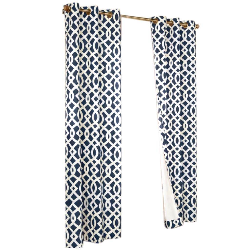 Trellis Printed Cotton Grommet Panel Curtains - Image 2