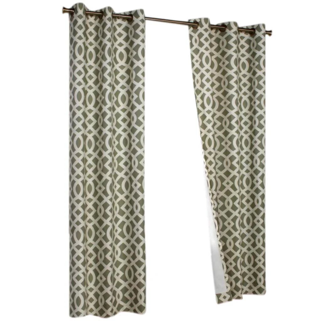 Trellis Printed Cotton Grommet Panel Curtains - Image 4