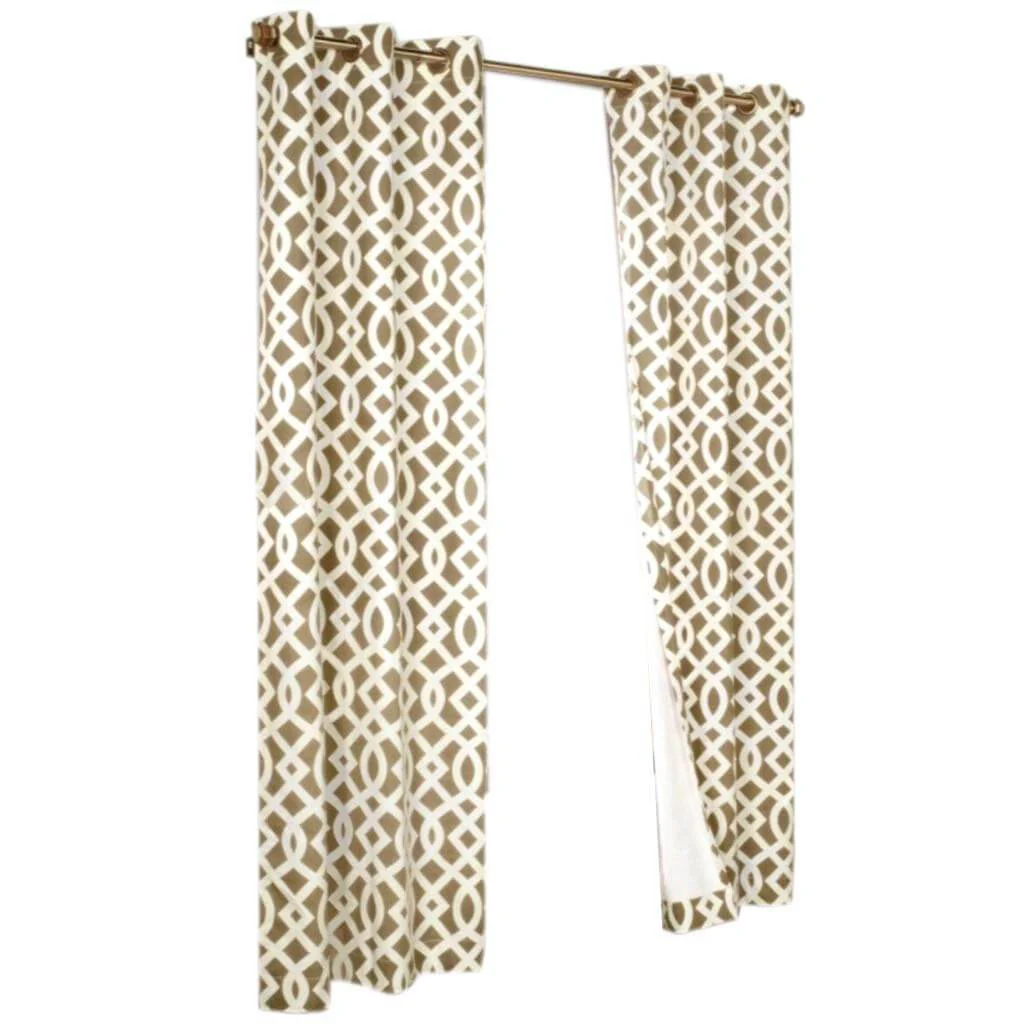 Trellis Printed Cotton Grommet Panel Curtains - Image 5