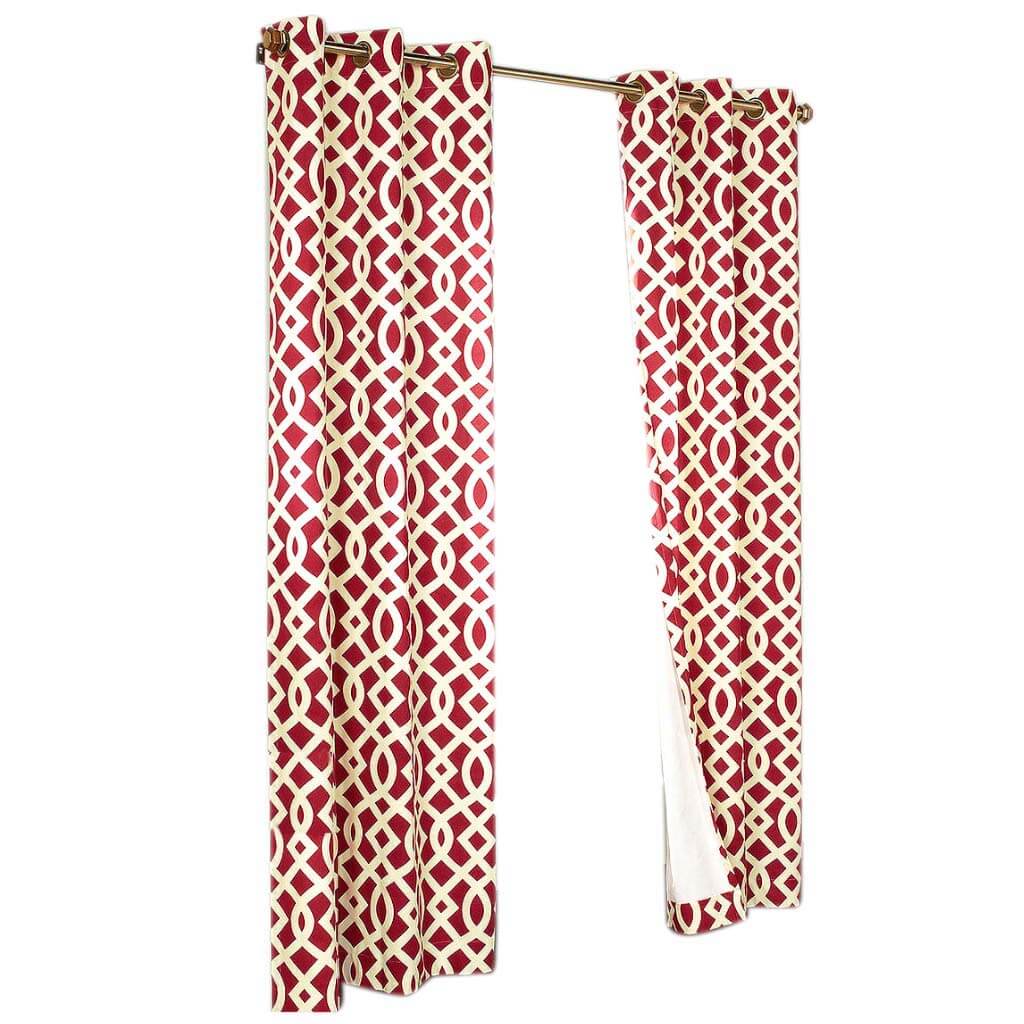 Trellis Printed Cotton Grommet Panel Curtains - Image 7