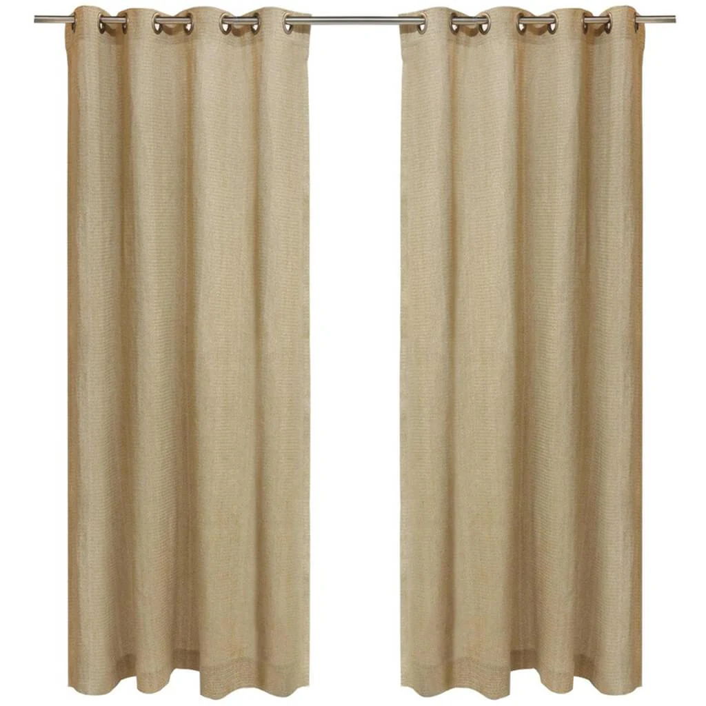 Raffia Grommet Top Panel Curtains Natural - Image 2