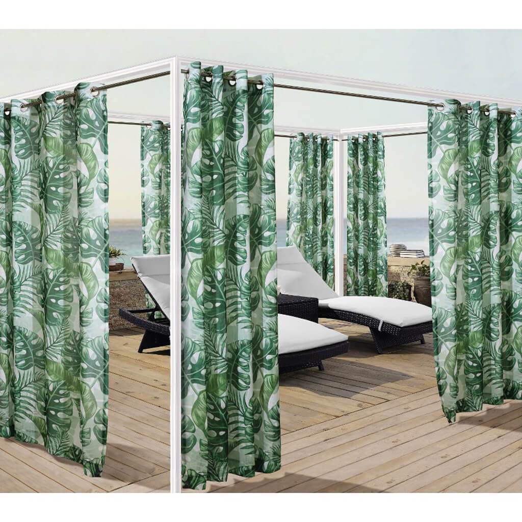 Banana Leaf Grommet Top Panel Curtains Green - Image 2