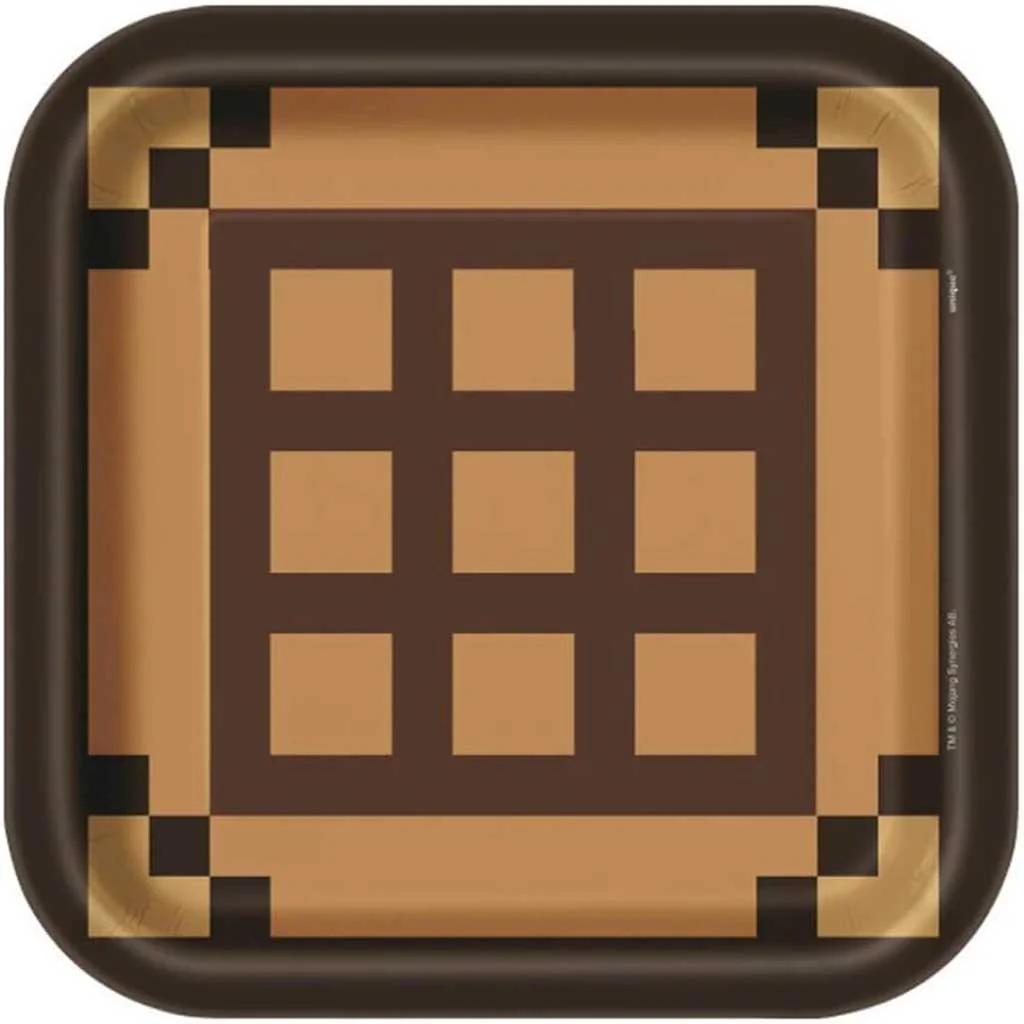 Minecraft Square Dinner Plates 8ct, 9in