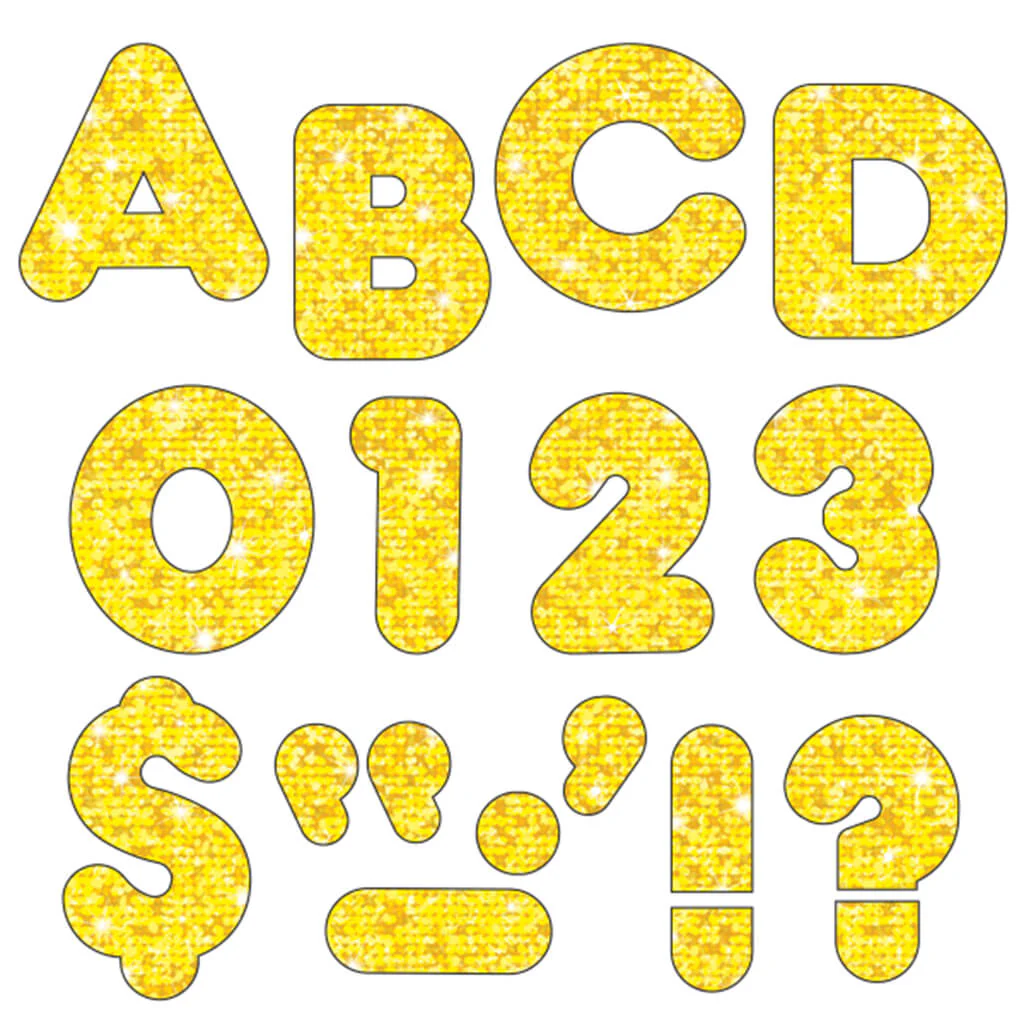 Yellow Sparkle 2-Inch Casual Uppercase Ready Letters