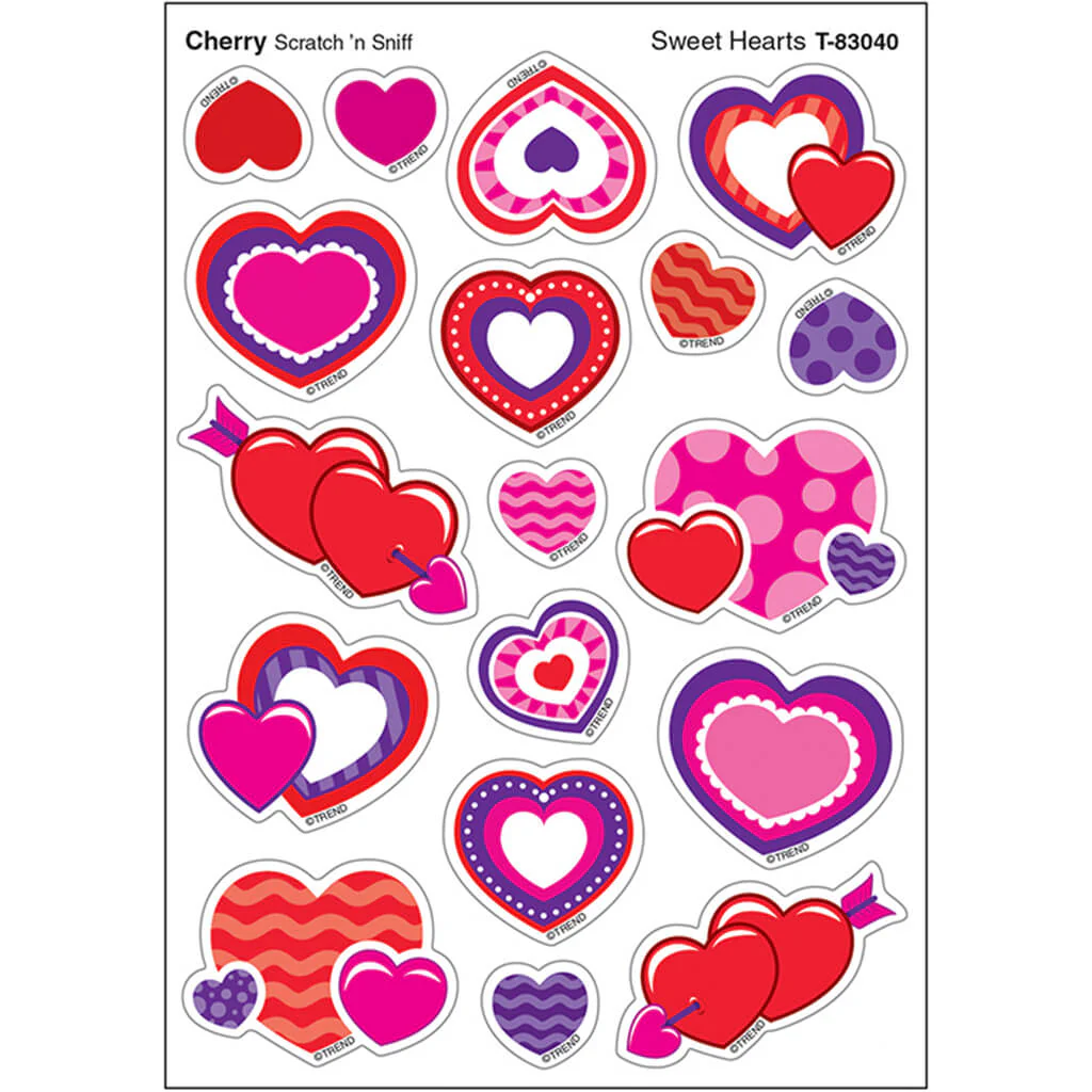 Sweet Hearts, Cherry scent Scratch 'n Sniff Stinky Stickers