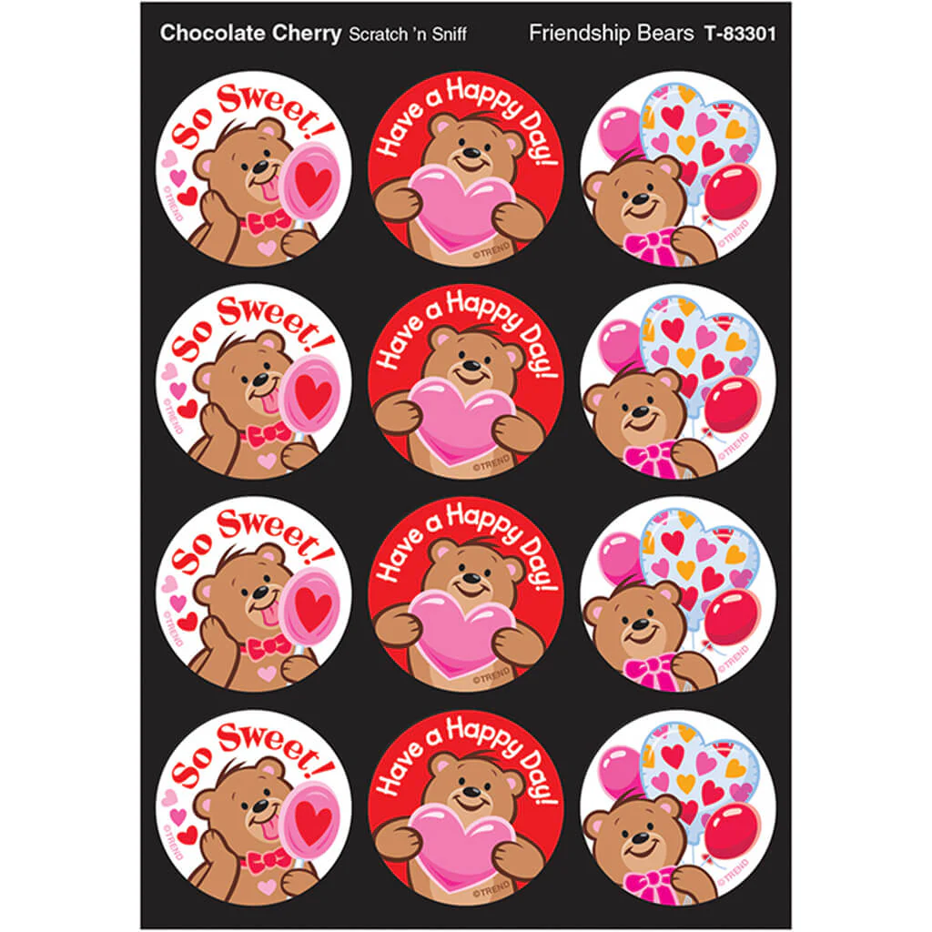 Friendship Bears, Chocolate Cherry scent Scratch 'n Sniff Stinky Stickers
