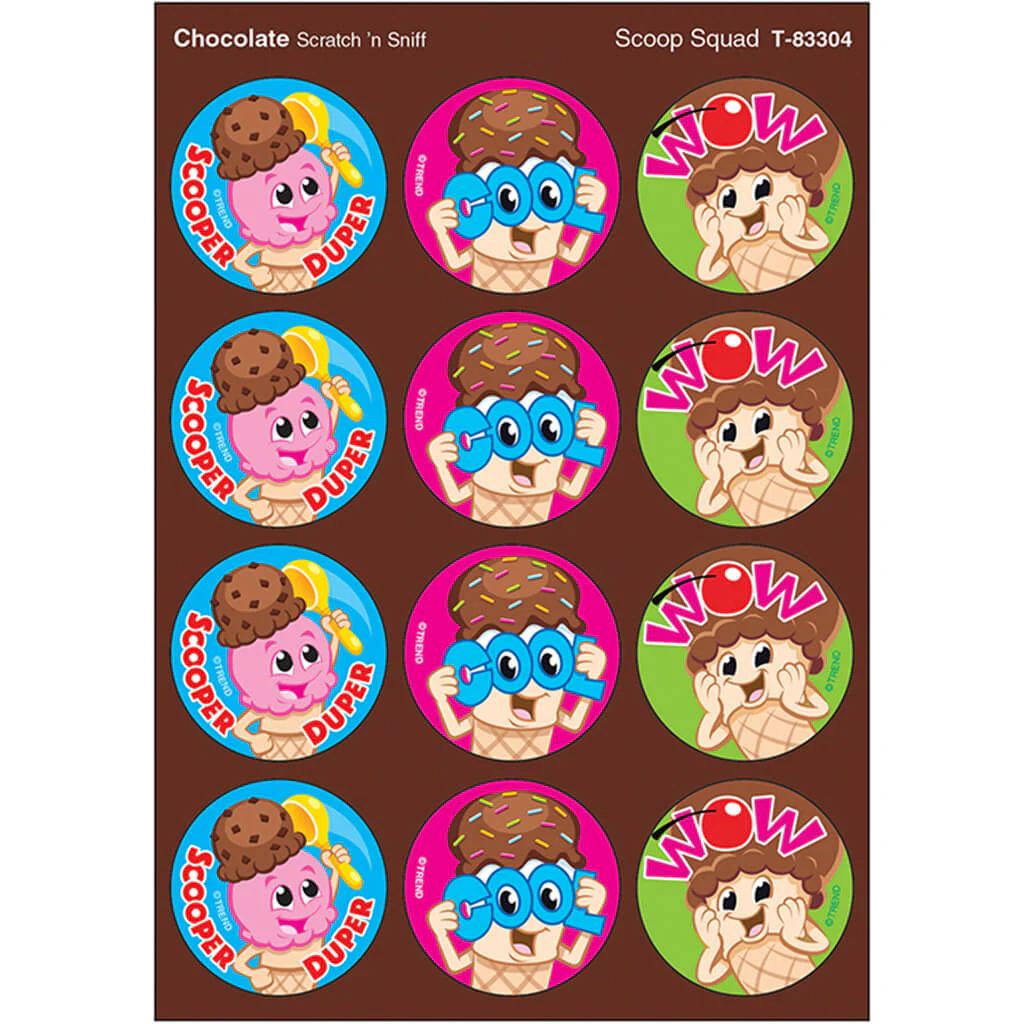 Scoop Squad, Chocolate scent Scratch 'n Sniff Stinky Stickers