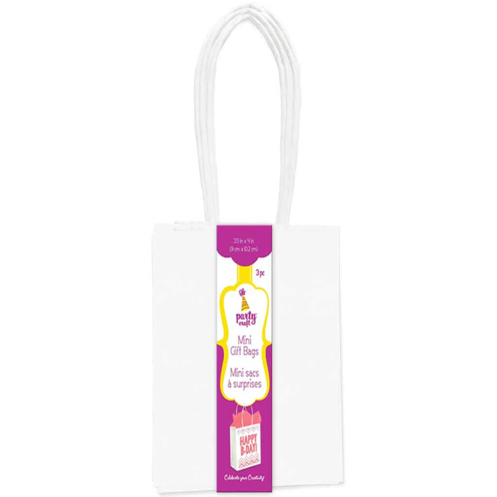 Party Craft 3.5in x 4in Mini Craft Bags 3pc 3.5in, White