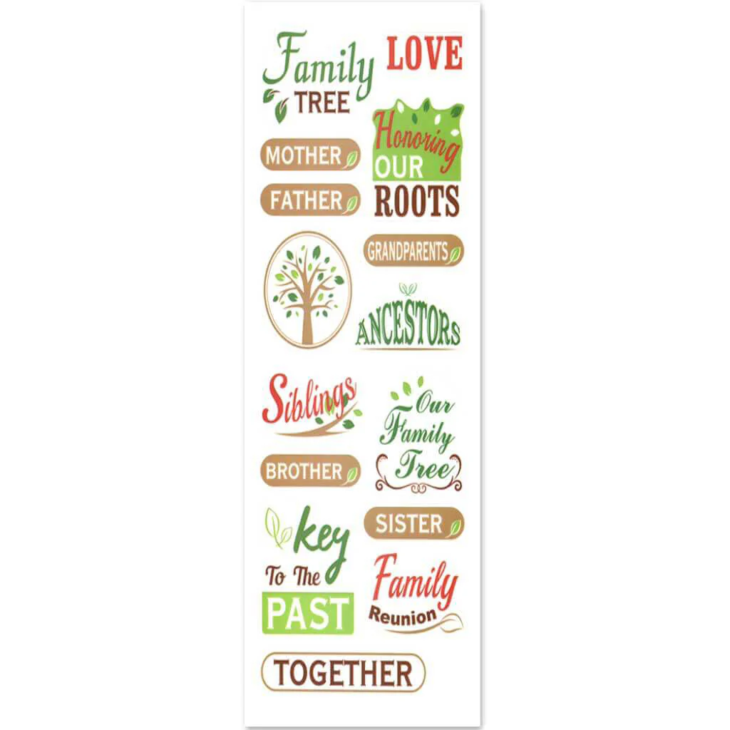 Paper Craft Sticker 5in x 12in Classic Themes 'Clear' Photo Safe, Family Tree