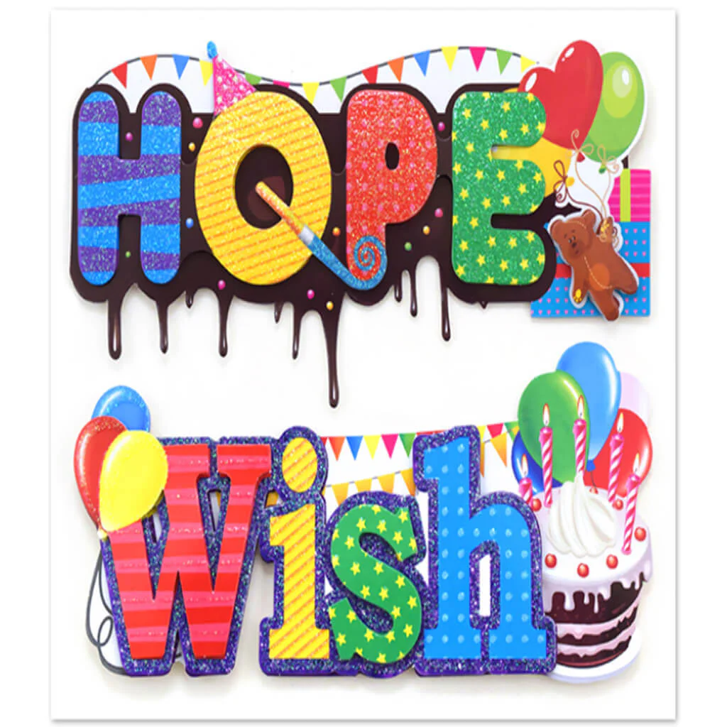 Handmade Sticker: 6in x 5in 3D Word Art, Hope/Wish