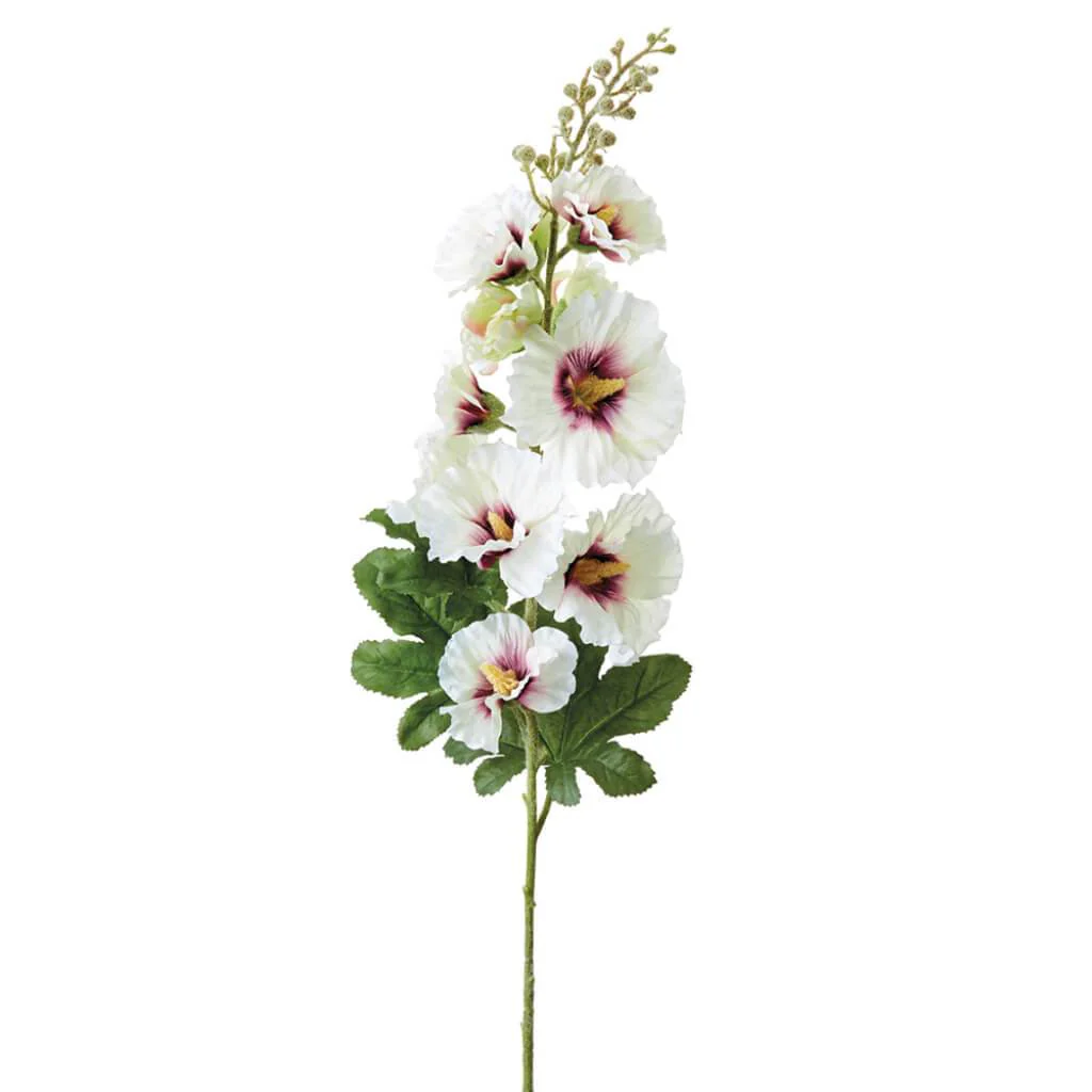 Hollyhock Spray 36in White Boysenberry