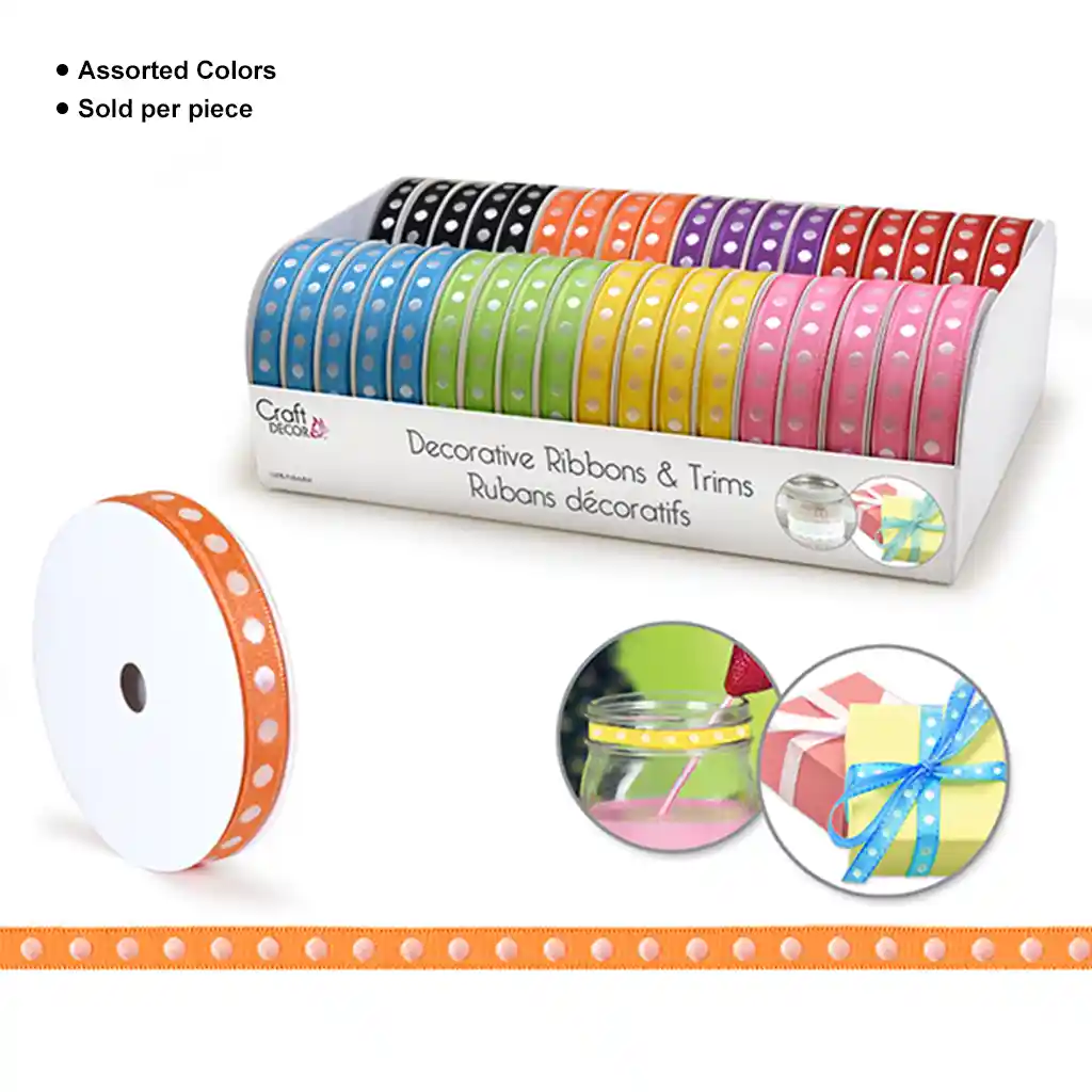 Craft Decor Ribbons & Trims: 3/8in x 4yd Rolls Bold - Image 8