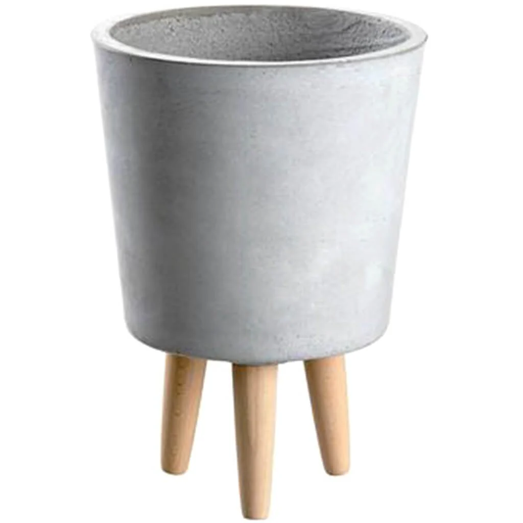 Cement Planter with Stand, 14in H X 10in D