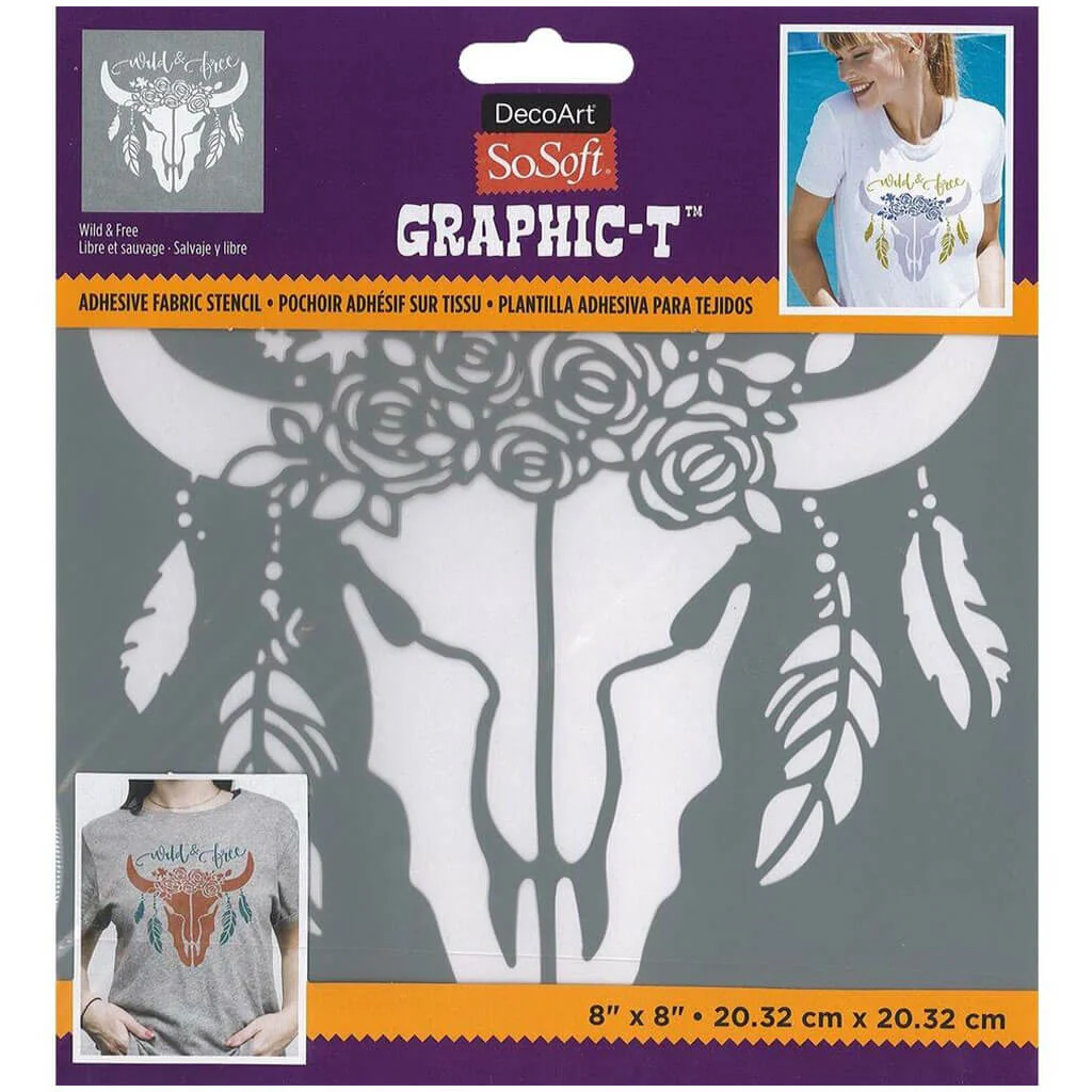 Fabric Stencils Graphic T 8in x 8in, Wild & Free