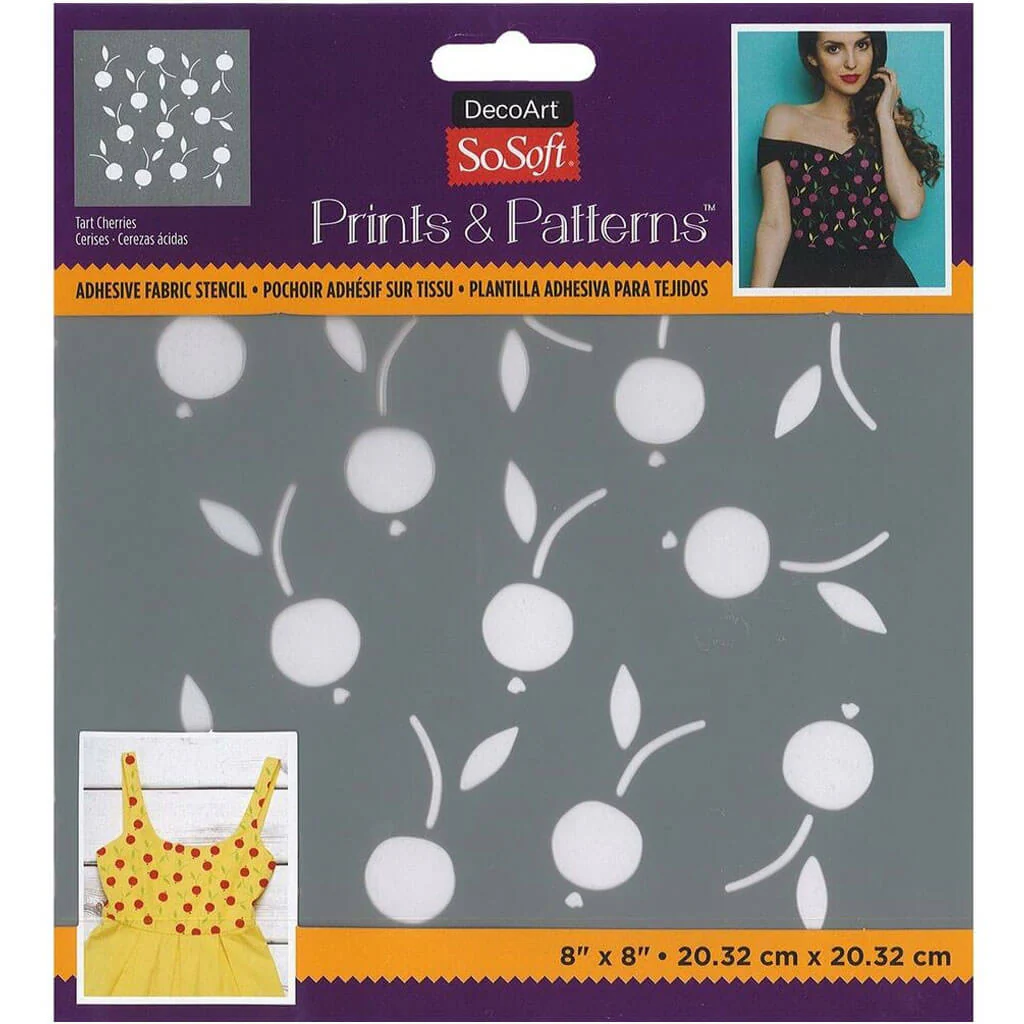 Fabric Stencils Prints & Patterns 8in x 8in, Tart Cherries