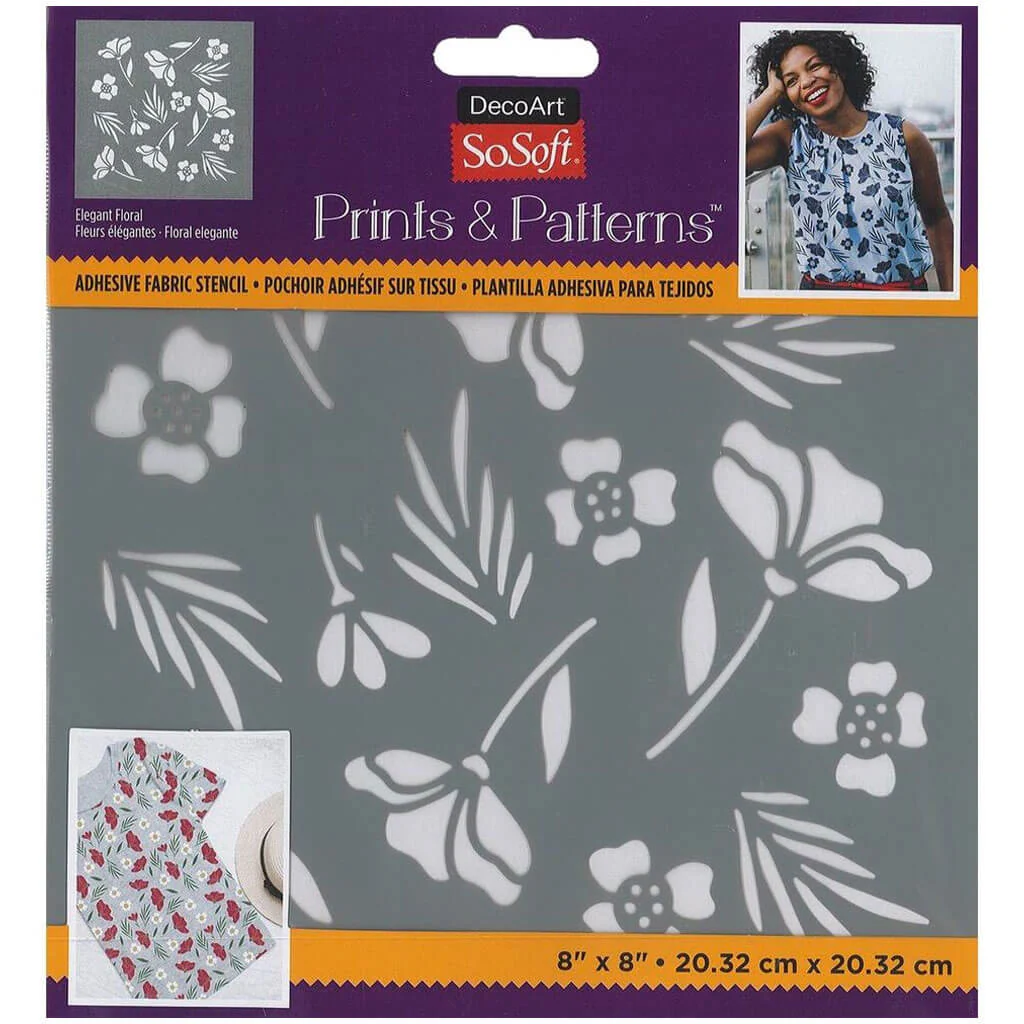 Fabric Stencils Prints & Patterns 8in x 8in, Elegant Floral